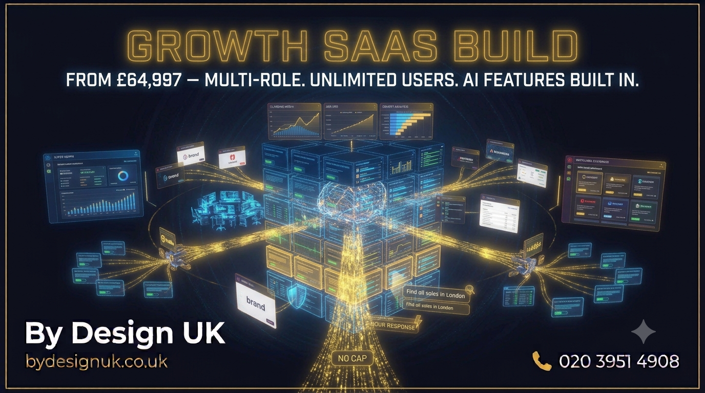 Growth SaaS Build — Multi-Role, Unlimited Users, 5 APIs & AI Features | £64,997–£155,000 | By Design UK