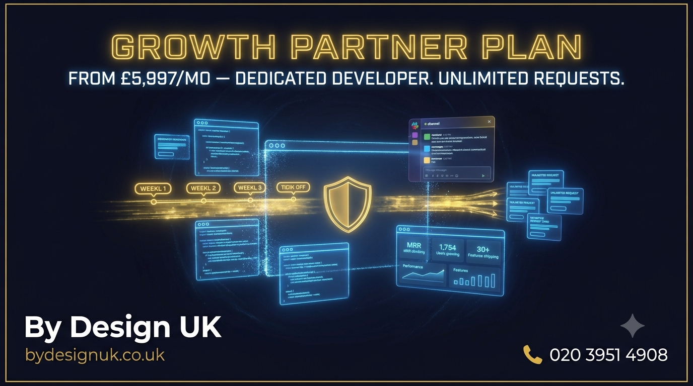 Growth Partner — Dedicated Senior SaaS Developer & Unlimited Requests | £5,997–£12,000/mo | By Design UK