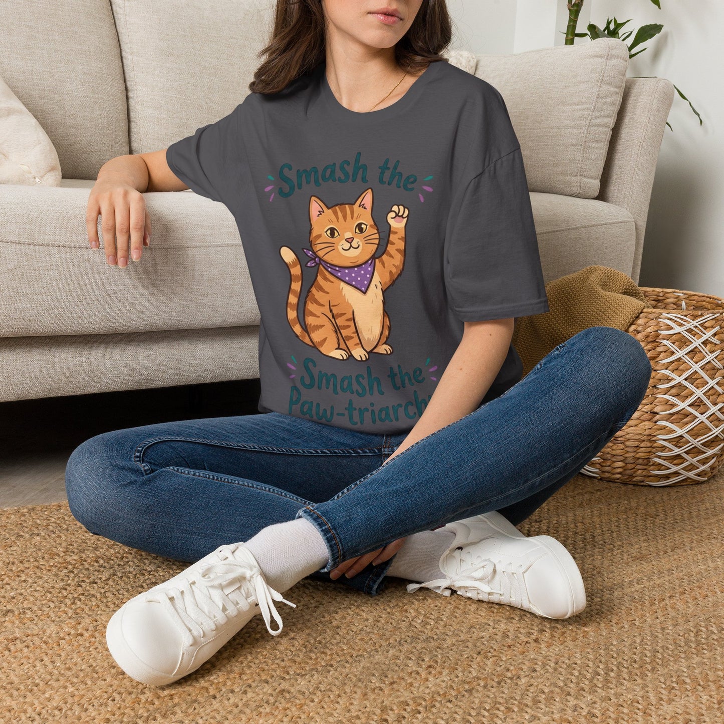 Smash the Paw-triarchy Cat Feminist T-Shirt | Funny Activist Tee