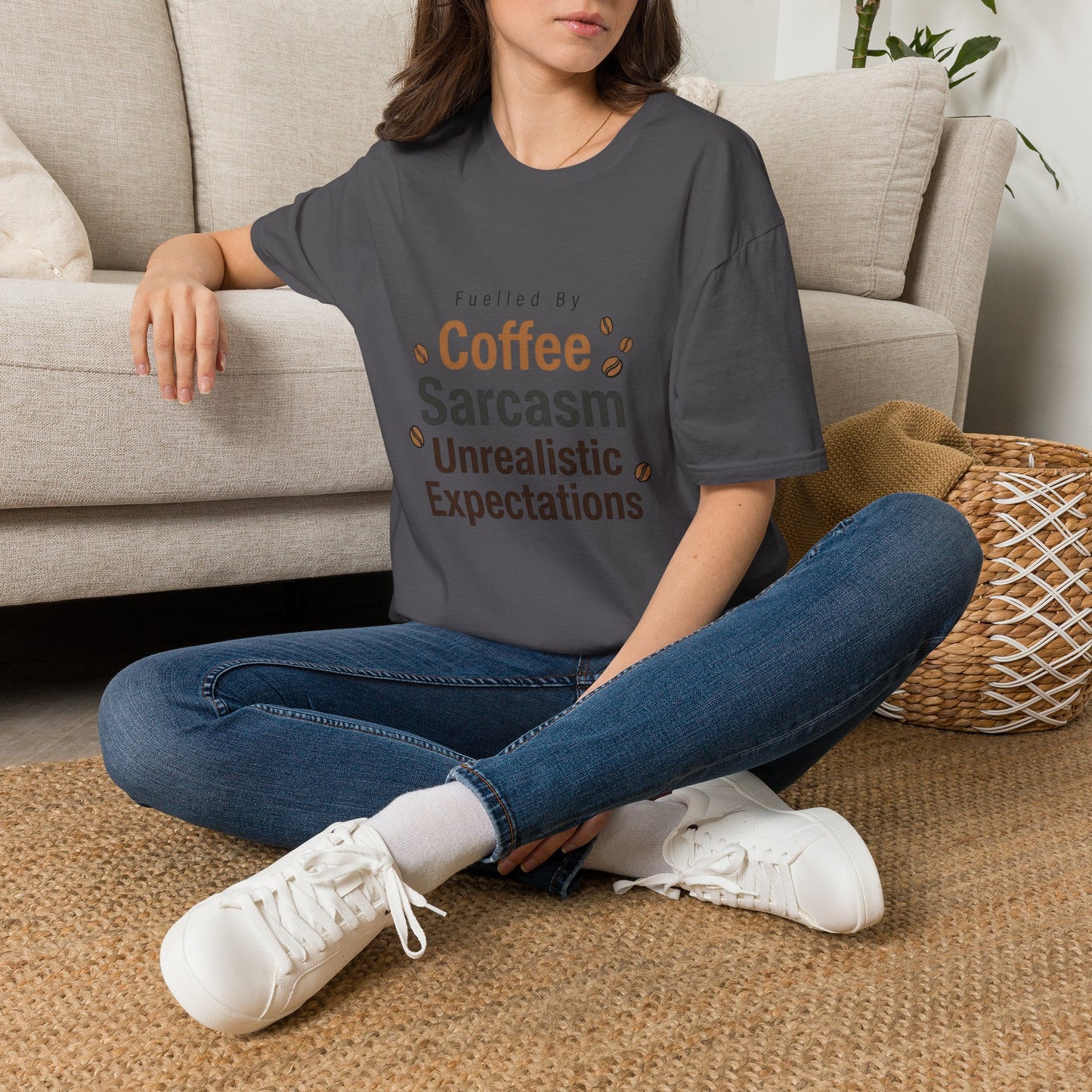 Fuelled By Coffee Sarcasm T-Shirt | Funny Slogan Tee UK