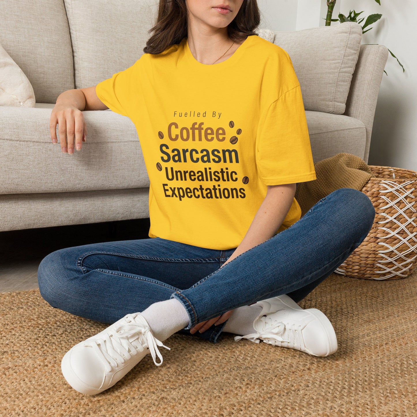 Fuelled By Coffee Sarcasm T-Shirt | Funny Slogan Tee UK