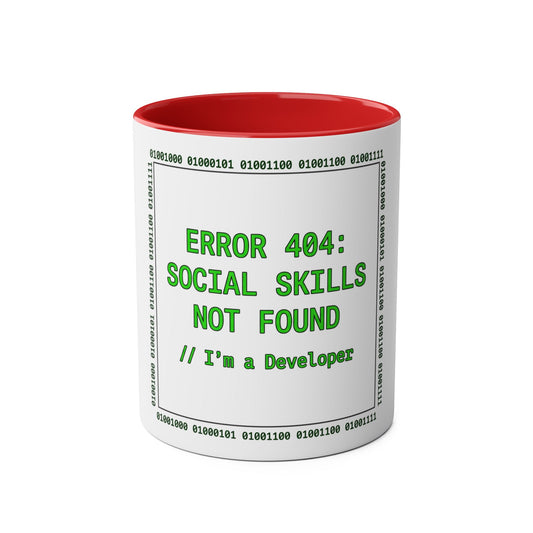 Error 404 Social Skills Not Found Developer Mug Geek Humour Gift