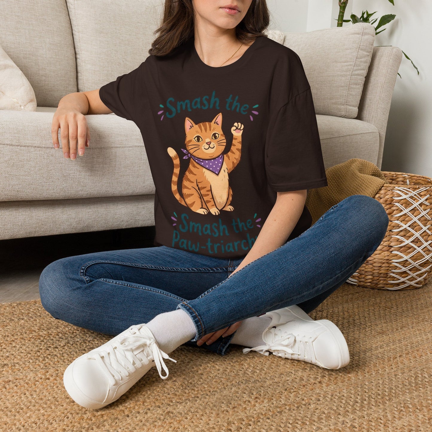 Smash the Paw-triarchy Cat Feminist T-Shirt | Funny Activist Tee