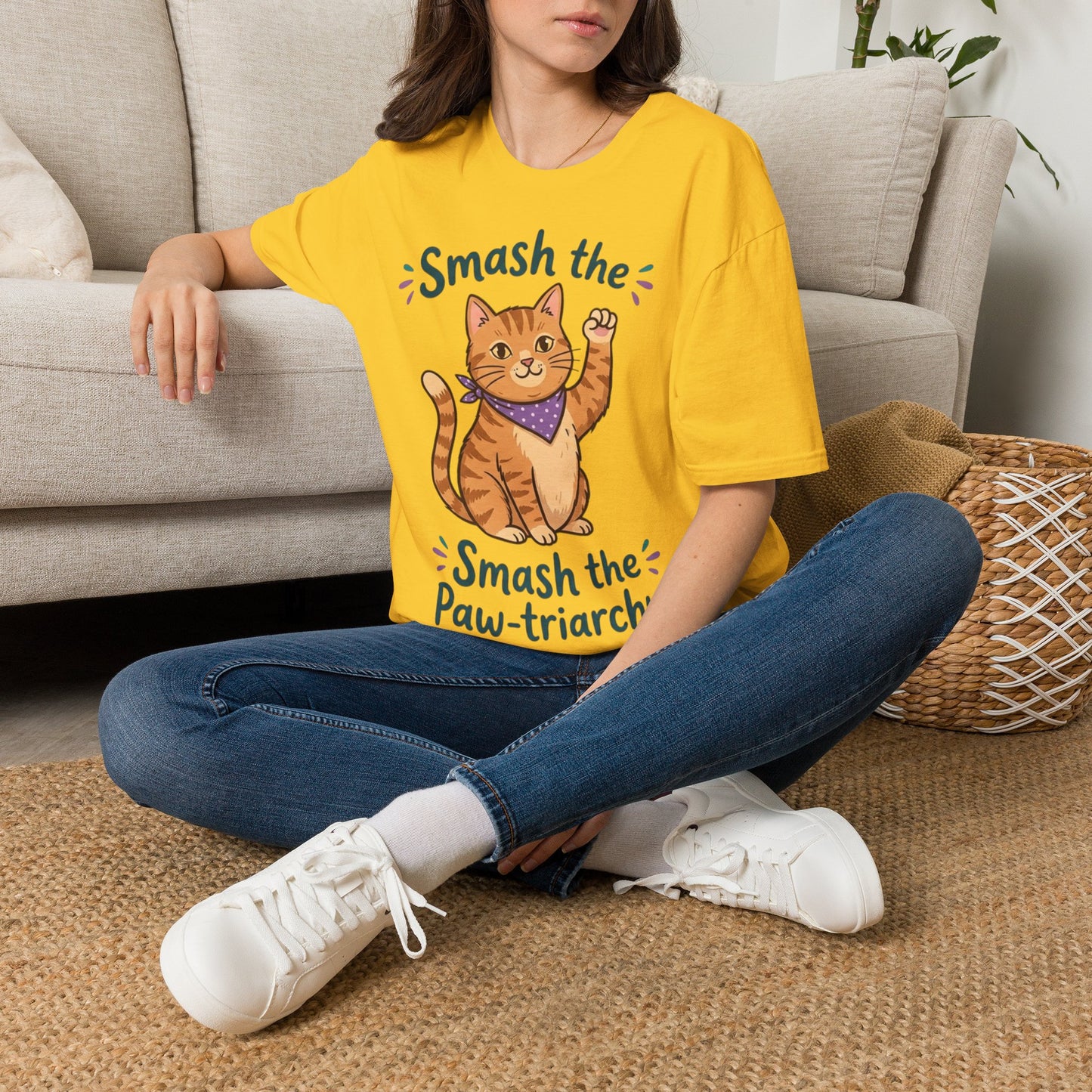 Smash the Paw-triarchy Cat Feminist T-Shirt | Funny Activist Tee