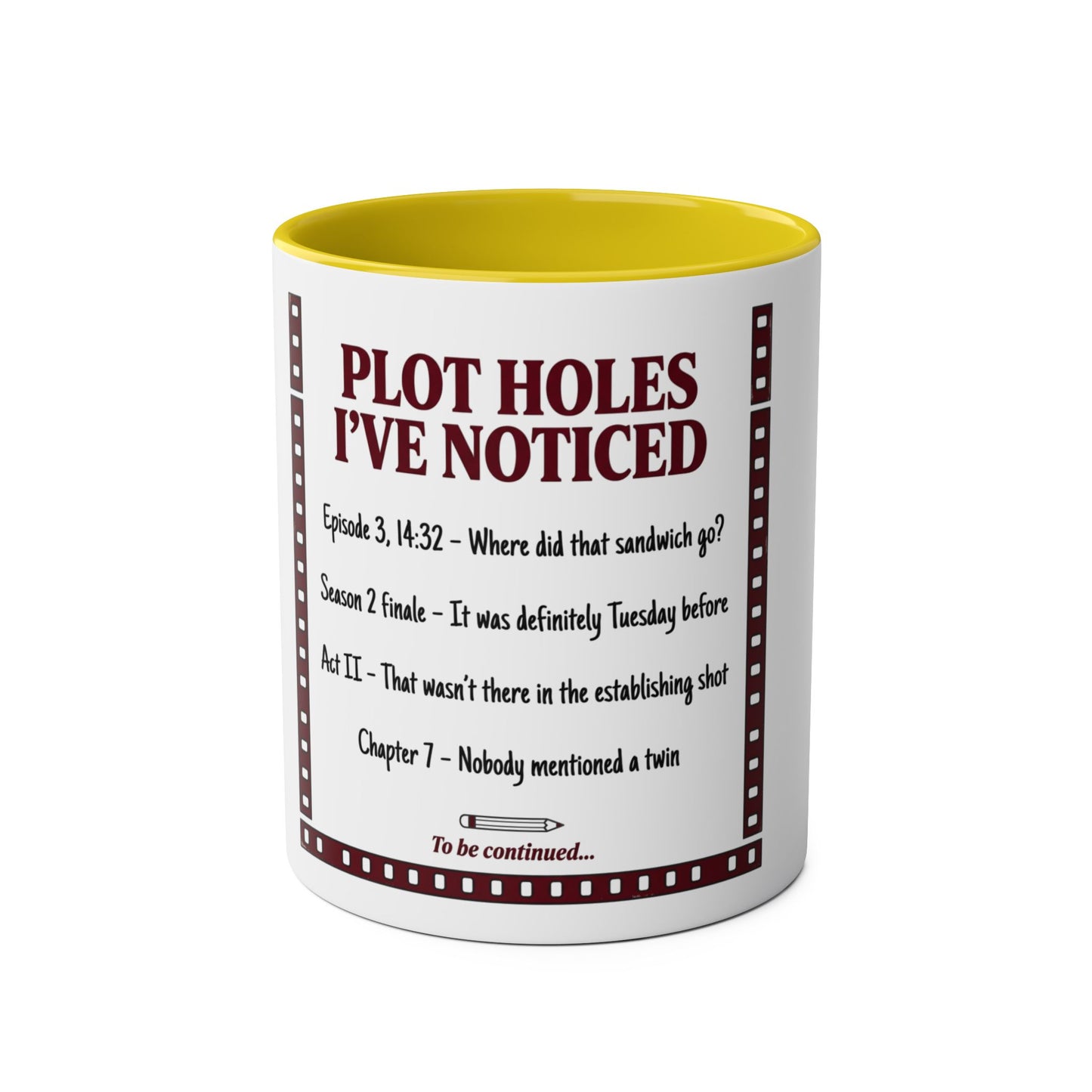 Plot Holes I've Noticed Mug | Film Buff Gift | Movie Lover Coffee Cup