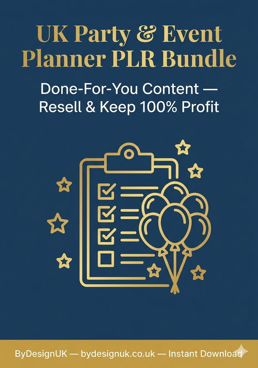 UK party planners, side hustlers wanting to resell planning resources, event coordination businesses