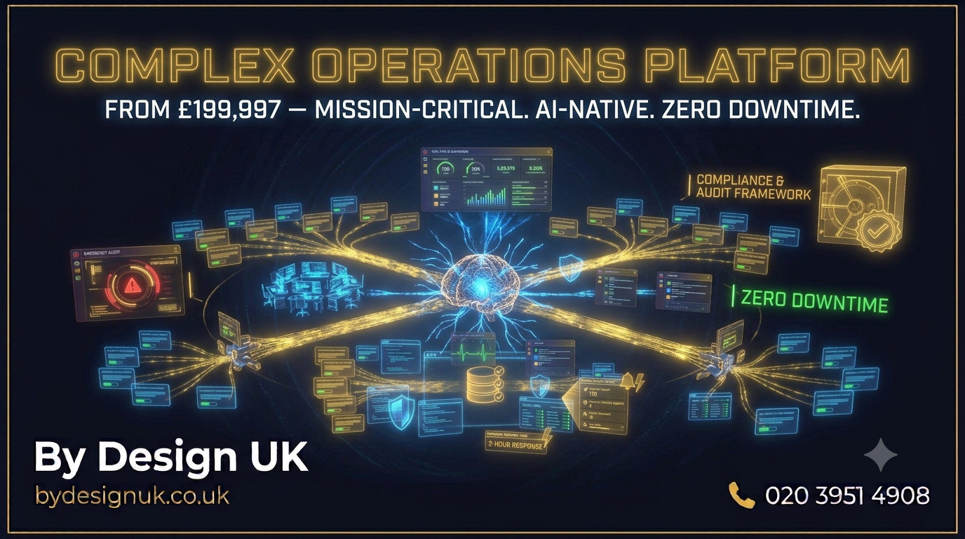 Complex Operations SaaS Platform — Mission-Critical, Multi-System & AI-Native | £199,997–£430,000 | By Design UK